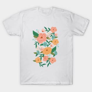 Painted Florals on Green T-Shirt